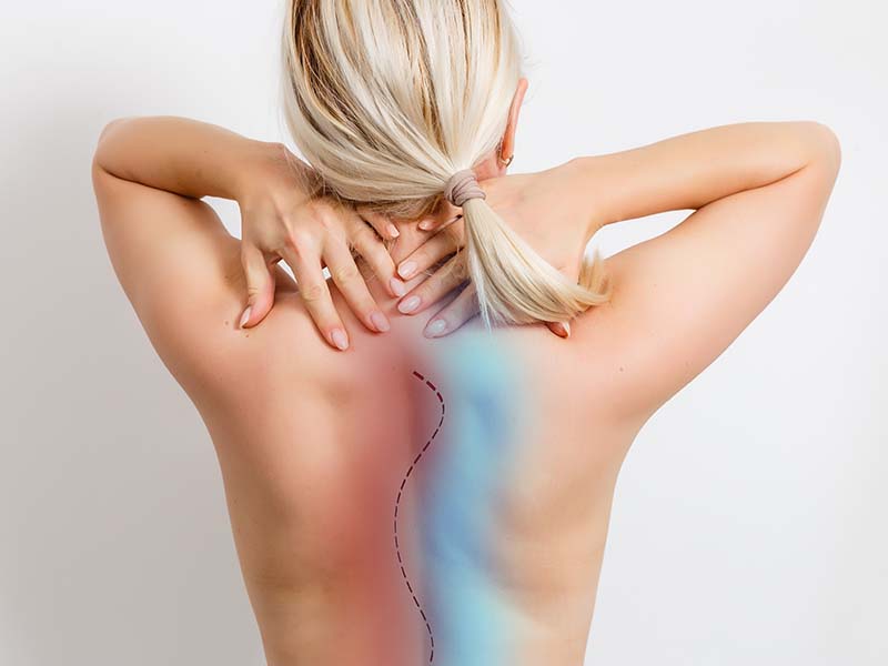 Scoliosis, Posture Correction. Chiropractic treatment, Back pain relief. Physiotherapy. Kinesiology for female patient